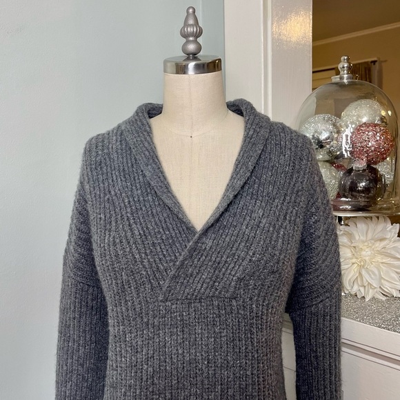 Talbots Shawl Collar Shaker Stitch Wool V Neck Pullover Sweater Oversized Small - Picture 3 of 9